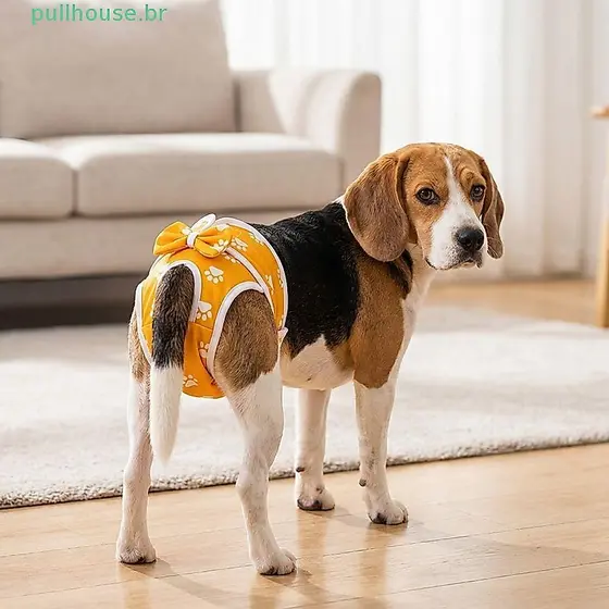 Calcinha Sanitária Para Cães PULLHOUSE , Fralda Respirável Ajustável , Calças Fisiológicas Animais De Estimação Com Padr