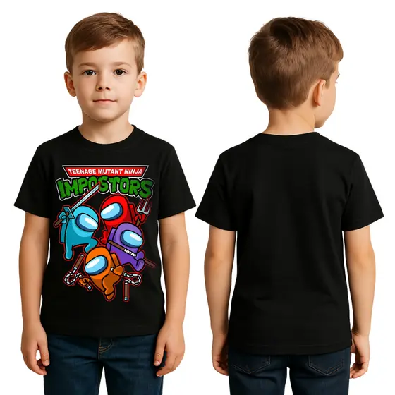 Camiseta Infantil Among Us Gamer Estampada Menino Roupa Criança Tripulante Impostor