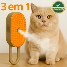 Kit 2 Escovas 3 em 1 a Vapor Elétrica para Gatos e Cães Limpeza Massagem Remoção de Pelos Pente Pet
