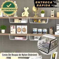 Cesto Suspenso Aramado Organizador Prateleira Gaveta Extra Cozinha Armário Multiuso Preto Branco