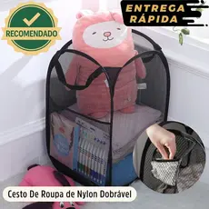 Cesto Roupa Suja Leve Nylon Pop-Up Dobrável Ventilado Grande Capacidade Portátil Envio Imediato