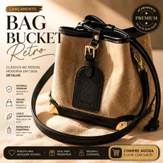 Bolsa Bucket Retrô Feminina Luxo Transversal Ombro Tipo Saco Compacta Elegante Premium PU
