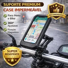 Suporte Celular Moto Bike Prova Dágua 360° Articulado Até 6.5 Fixação Guidão