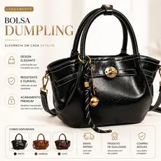 Bolsa Dumpling Feminina Luxo Transversal Tiracolo Elegante Premium Preta Marrom Café Moderna