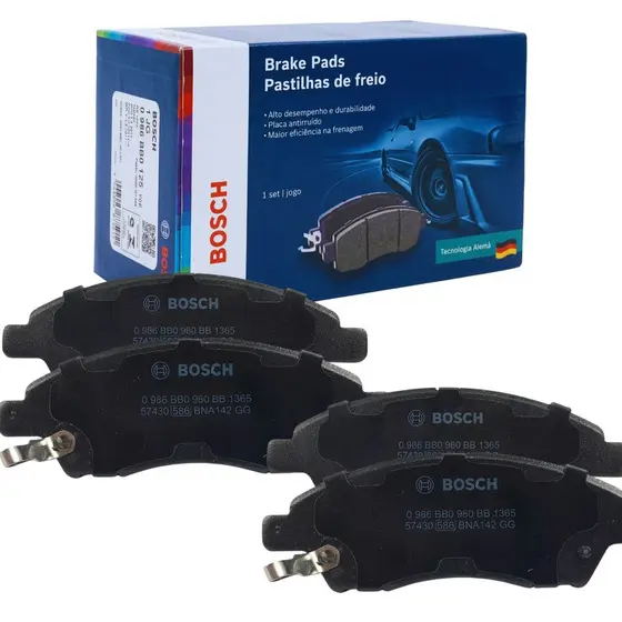 JOGO PASTILHA DE FREIO A DISCO DIANTEIRA BOSCH ORIGINAL NISSAN MARCH 1.0 1.6 E VERSA 1.0 1.6