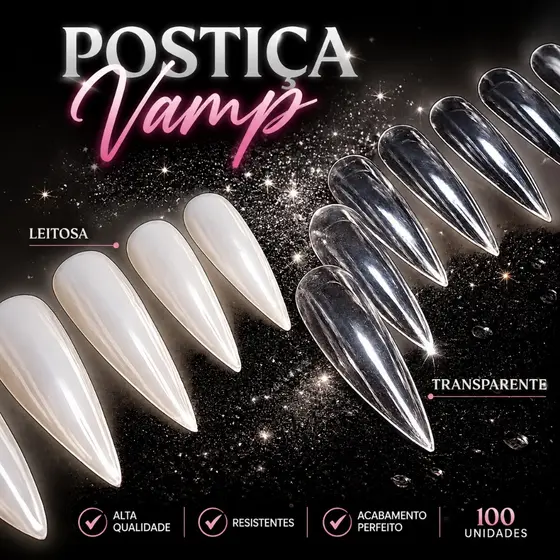 Unha Postiça Vamp C/100 Unidades Para Alongamento