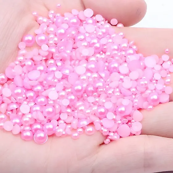 Meia Pérola Para Colagem 4mm 1.000/2000 Peças Base Reta Artesanato