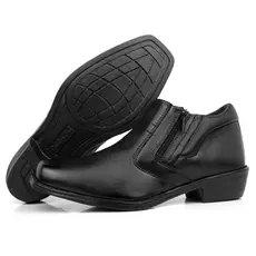 Bota Social Masculina Marrom Zíper Confortável Moderna Preta Calce Fácil