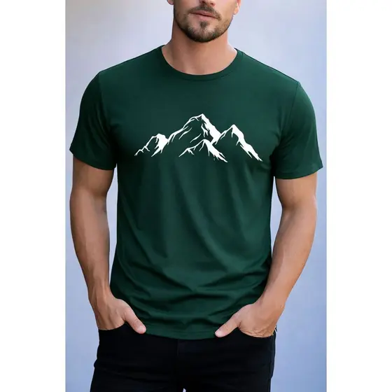 Camiseta Streetwear Montanha Minimalista Algodão Premium