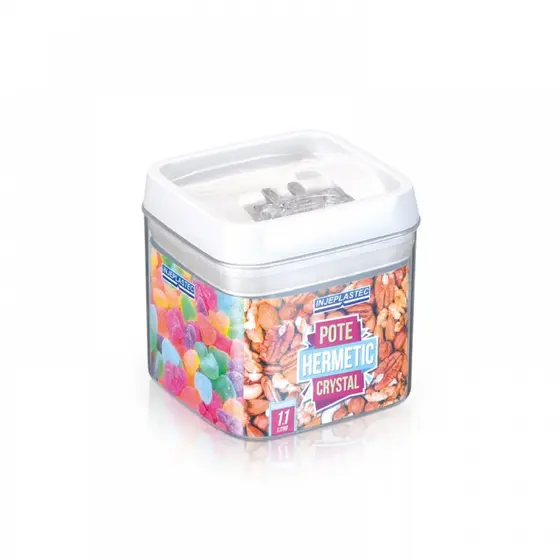 Pote de Acrílico Hermético Injeplastec 1,1 lts, Ideal para Organizar sua Cozinha