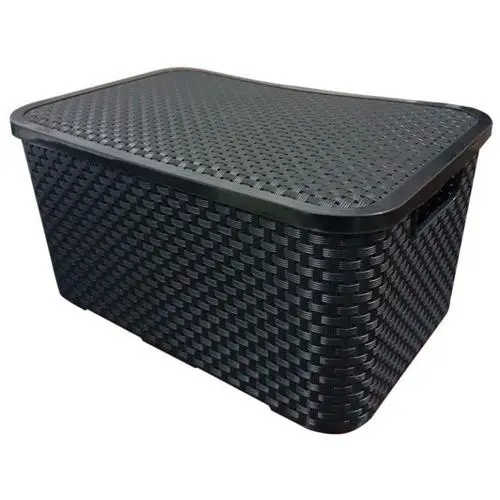 Caixa Ratan c/Tampa Organizadora  40L. Preta Arqplast, Ideal para Organizar seu Guarda roupa, escritório, cozinha etc...