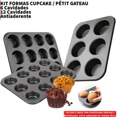 Forma Cupcake  Antiaderente Teflon Pão de Queijo Empadas Muffins Assadeira 6 Cavidades MP