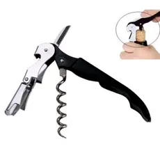 Abridor de Garrafas 12cm Simples Vinho Articulado Prático Metal Preto Saca Rolhas
