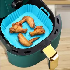 Cesto de Silicone Quadrado Air Fryer e Forno Forma para Fritadeira Elétrica Cores Aleatórias