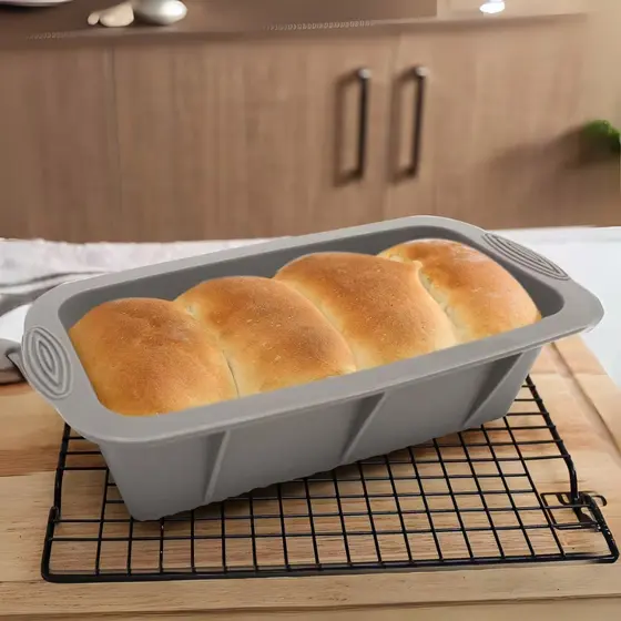 Forma de Silicone Retangular 25x12cm Pão Bolo Gelo Gela Geladeira Antiaderente para forno Micro-ondas e Freezer WL-2583