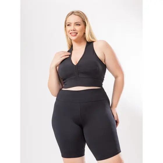 Top Academia Plus Size Nadador Com Bojo Liso Fitness