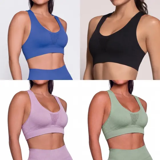 Top Nadador Sem Costura Feminino Fitness Academia Selene Treino Corrida Firme