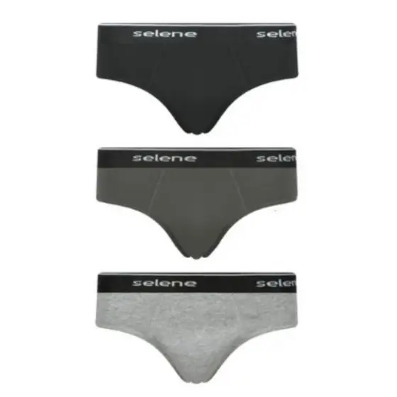 Kit 3 Cuecas Slip Selene Masculina Algodão Toque Macio