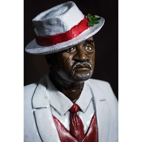 Escultura REALISTA de Zé Pilintra 50cm CHAPÉU MÓVEL Luxo arte Feita à mão gesso + resina