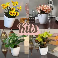 Kit Arranjo Vaso Decorativo Artificial Buques Mesa Sala Estante