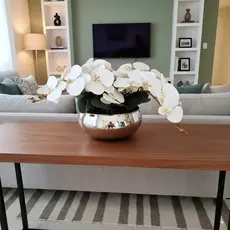 Arranjo Orquídea Artificial 3d Vaso De Vidro 4 Hastes