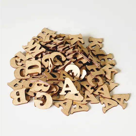 Kit 50 a 200 Letras / Números á sua Escolha Altura de 4cm Corte a Laser em MDF de 3mm crú