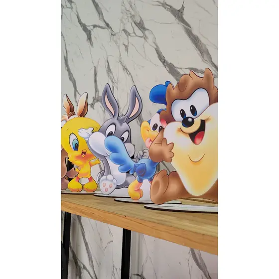 Kit Display de Mesa 10  Pç Festa - Aniversarios-Totem mesa Festa 18cm de Altura-Baby Looney Tunes
