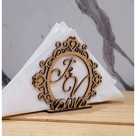 kit Porta Guardanapo Personalizado com as Iniciais do Casal - porta guardanapo de MDF para mesa