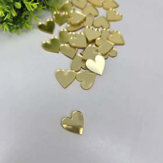 Mini aplique Coração acrílico espelhado-Decorativo - Brilhante-Personalizados e Festas-Tamanho 1,5cm