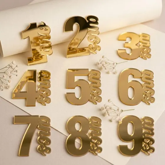 Números com idade Acrílico Espelhado para Festas Personalizadas - Kit 5 unidades-5cm