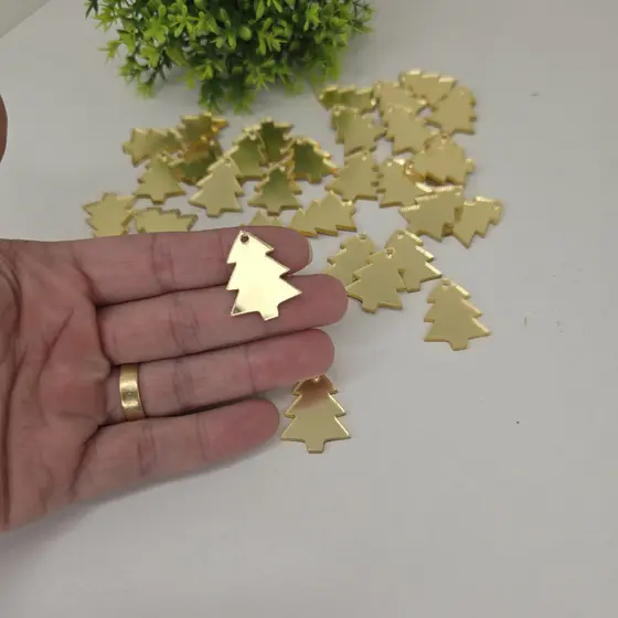 Kit 30/50/80/100 Mini Apliques Árvore de Natal Pinheiro 2,5cm em Acrílico - TAG - APLIQUE NATAL