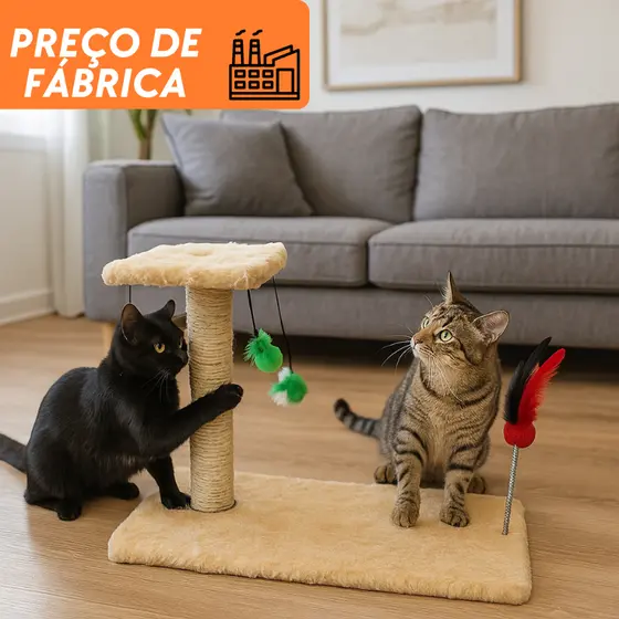 Arranhador Com 3 Bolinhas Interativo Sisal Reforçado para Gatos Pet