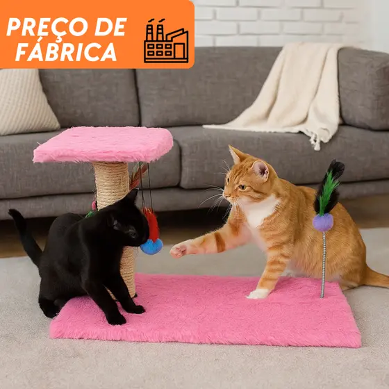 Arranhador Com Brinquedos Com Sisal  e Bolinhas Para Gatos Pet