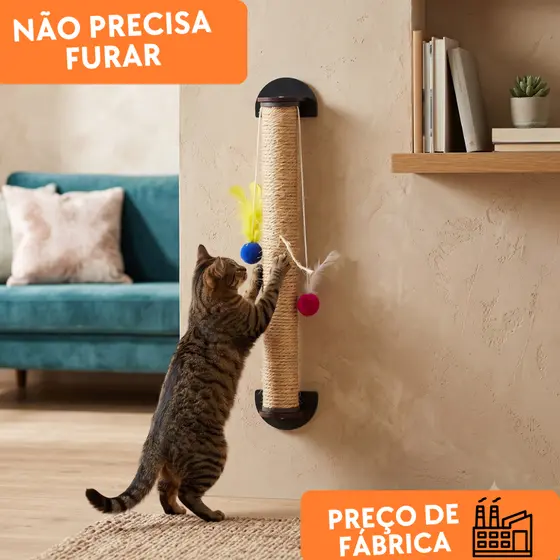 Arranhador Vertical de Parede para Gatos em Sisal Premium
