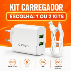 Carregador Turbo IPhone Fonte Entrada USB e Cabo Lightining Iphone 6 a 14