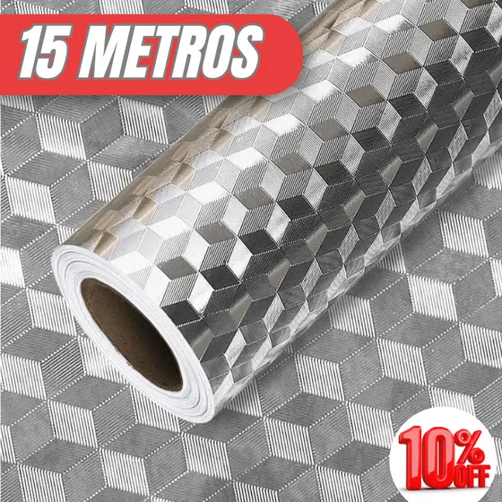 Papel Adesivo Metalizado 5m 10m 15 Metros Bancada Pia Parede Impermeável Antimofo Resistente