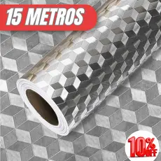 Papel Adesivo Metalizado 5m 10m 15 Metros Bancada Pia Parede Impermeável Antimofo Resistente