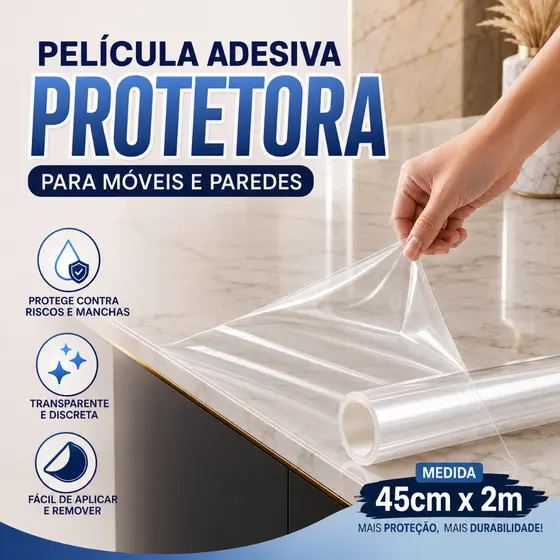 Adesivo Vinílico Transparente Proteçao Pra Moveis 2m ou 4m Autoadesivo Lavável Envelopamento Armário
