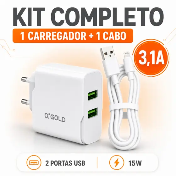 Kit Carregador IPhone Turbo 20w Fonte e Cabo