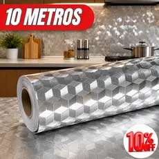 Papel Adesivo Metalizado 5m 10M Impermeável Resistente a Calor Facil de Aplicar e Limpar Cozinha