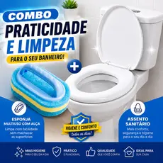 Assento Sanitário + Esponja Limpeza Multiuso Praticidade Economia Banheiro Macio Sem Marcas