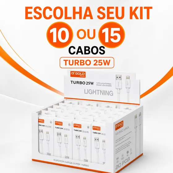 Kit  10 ou 15 Cabos Iphone Turbo Lightining Resistente 1 Metro