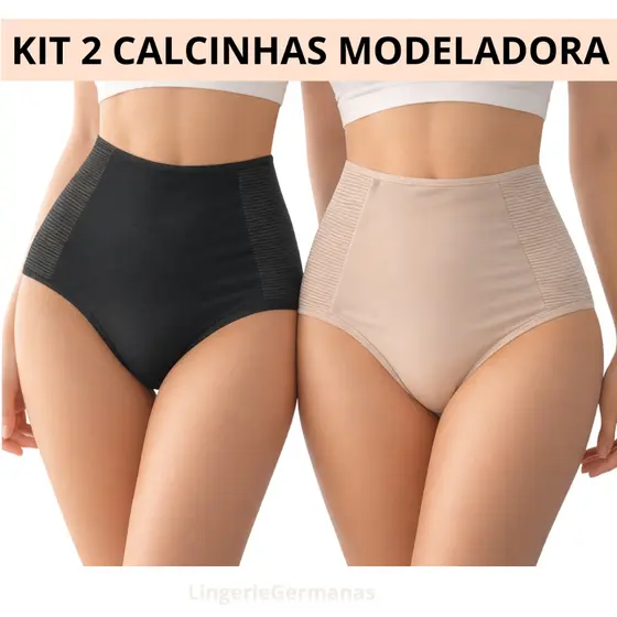 KIT 2 Calcinhas Cinta Modeladora Pós Parto Compressão Redutora Medidas