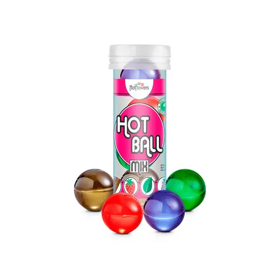 Bolinhas Explosivas Beijáveis com 4 Aromas Sabores de Menta, Chocolate, Morango e Uva - Hot Flowers Hot Ball Mix - 4 Unidades