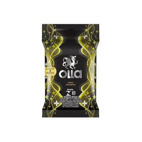 Preservativo Lubrificado que Retarda a Ejaculação Precoce - Olla Efeito Retardante - 3 Unidades