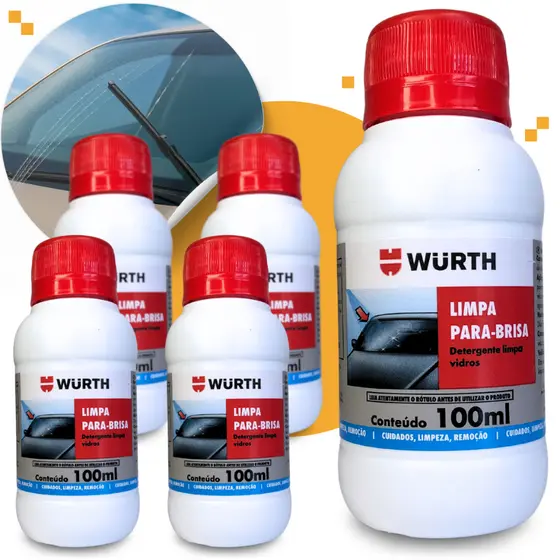 Kit 5 Limpa Parabrisa Wurth 100ml Limpeza De Vidros Fluido Limpador Vidros Automotivo Carro