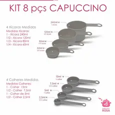 conjunto de medidas e Medidores xicaras e colheres cappuccino  - 8 peças confeitaria