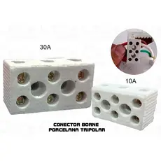 Borne de Porcelana para Chuveiro – 3 Polos, 10A e 30A