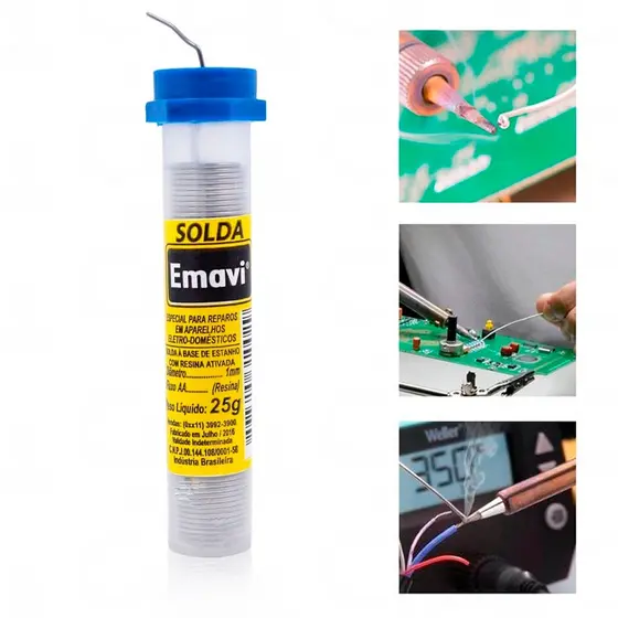 Arame De Solda Tubo 25g Fio Para Ferro De Solda Estanho Soldar Em Fio 1,0mm - Emavi