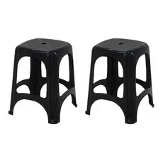 Kit 2 Bancos De Plástico Tramontina Banquetas Niterói Preto